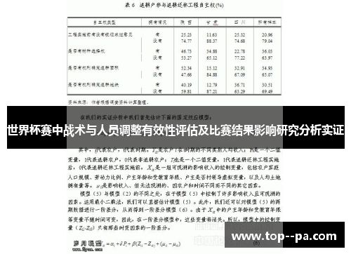世界杯赛中战术与人员调整有效性评估及比赛结果影响研究分析实证